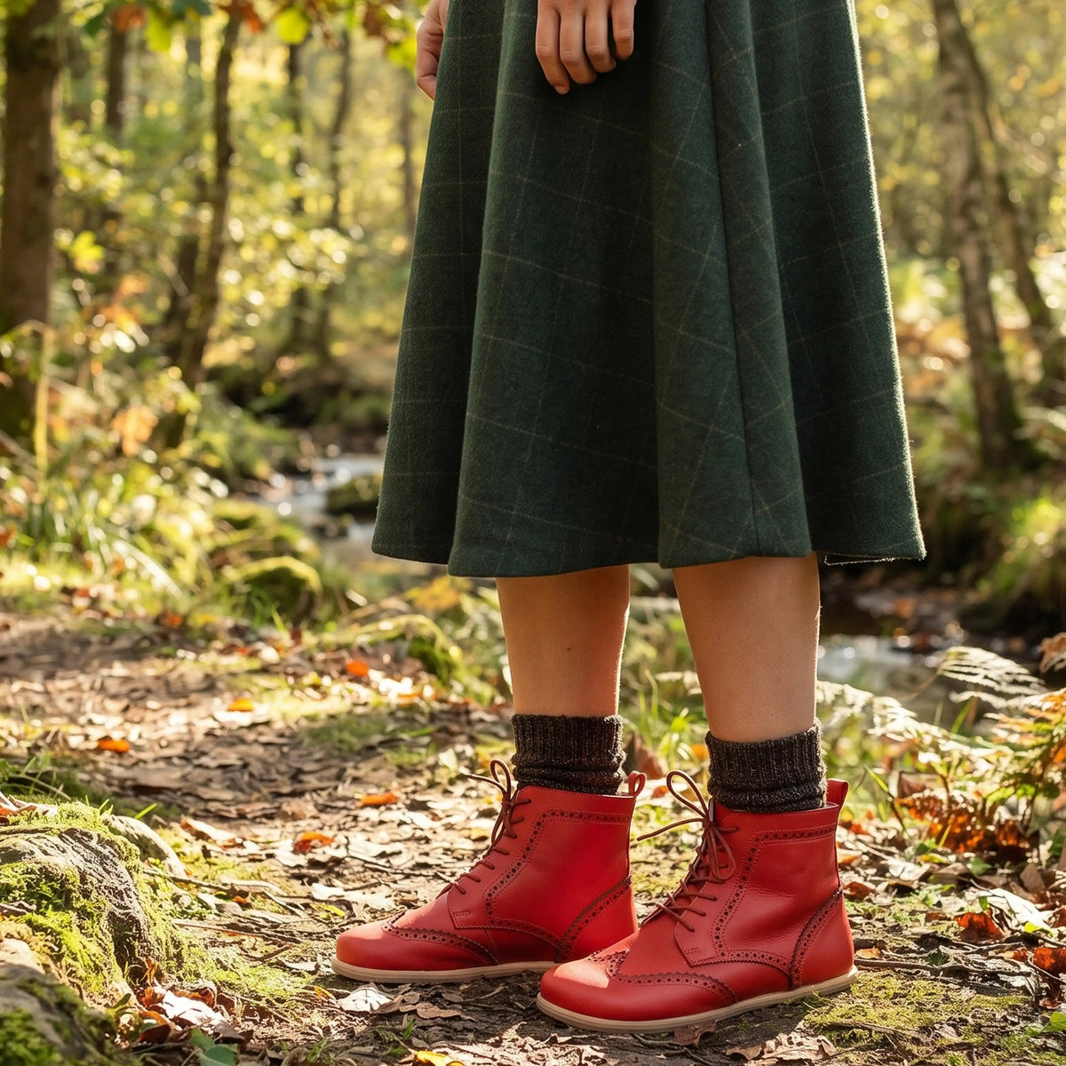 Smooth Barefoot Moccasin Boots Shoes – Eva Outsole – Red