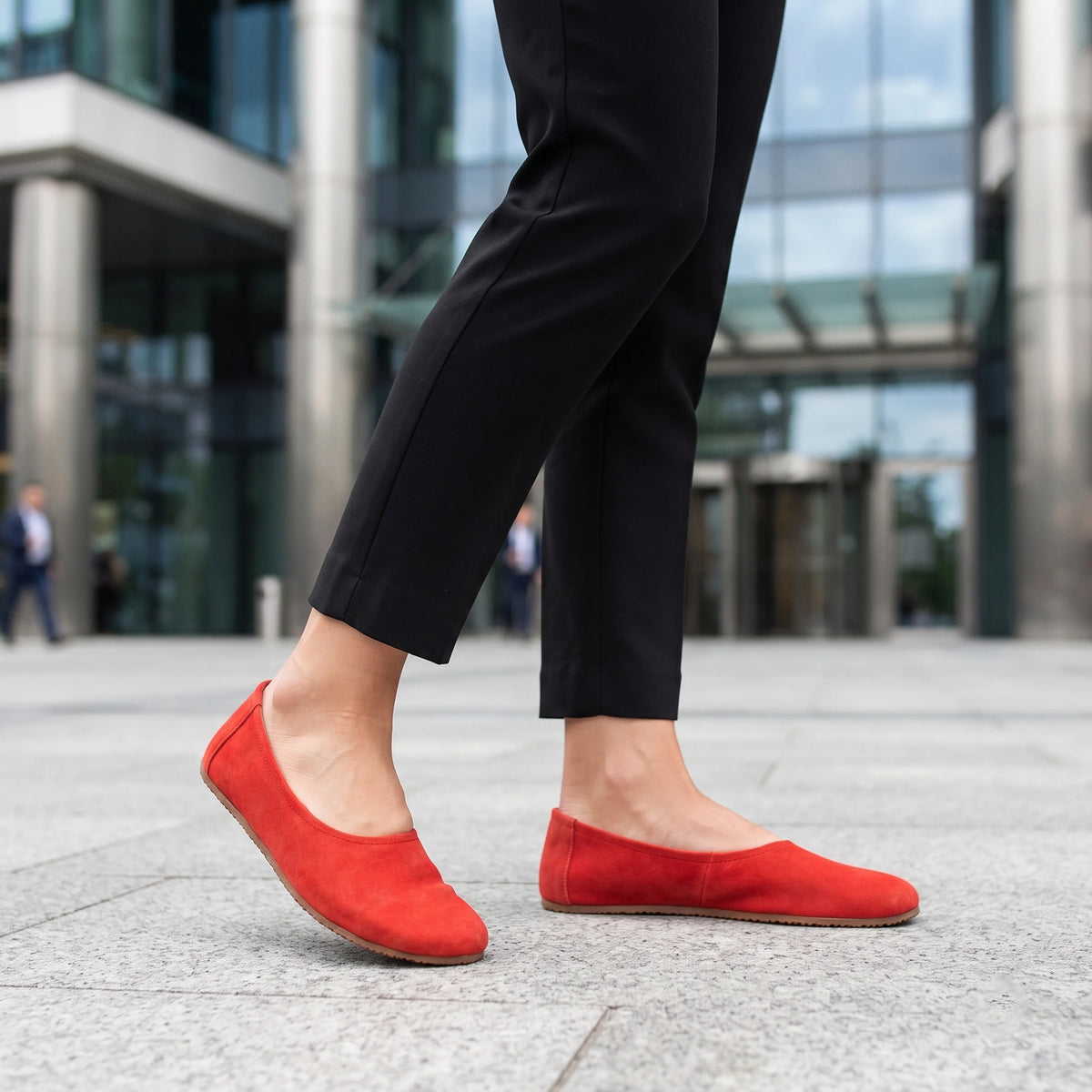 Suede Barefoot Ballet Shoes – Rubber Sole – Red