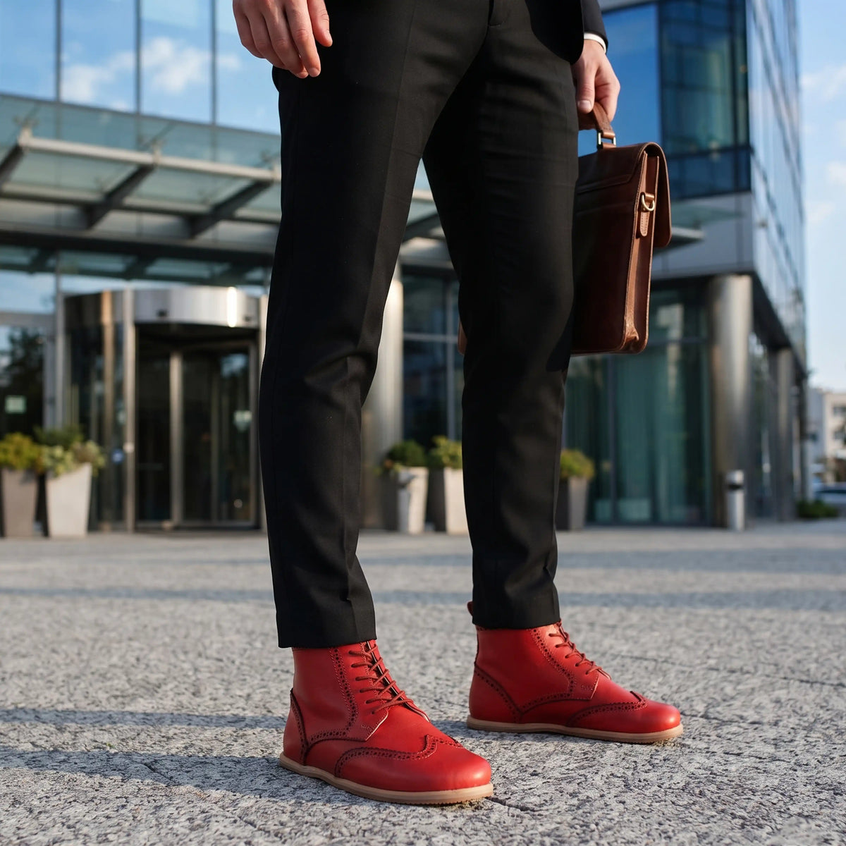 Smooth Barefoot Moccasin Boots Shoes – Eva Outsole – Red