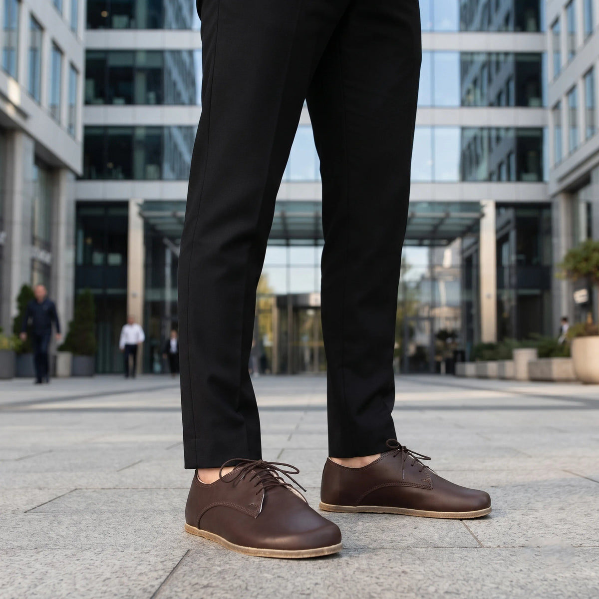 Smooth Barefoot Oxford Shoes — Leather Sole – Dark Brown