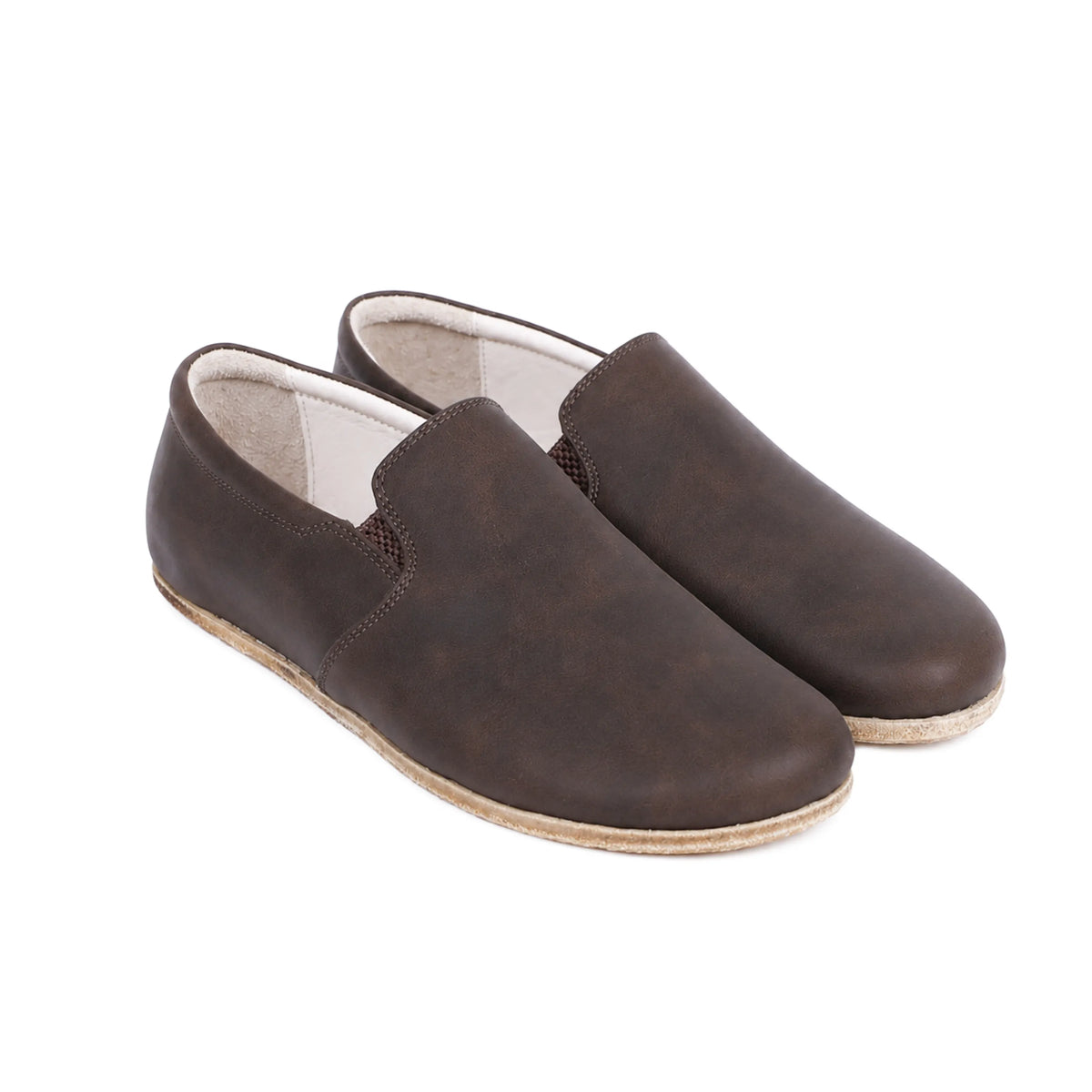 Crazy Barefoot Slip-On Shoes – Classic Sole — Leather Sole – Dark Brown