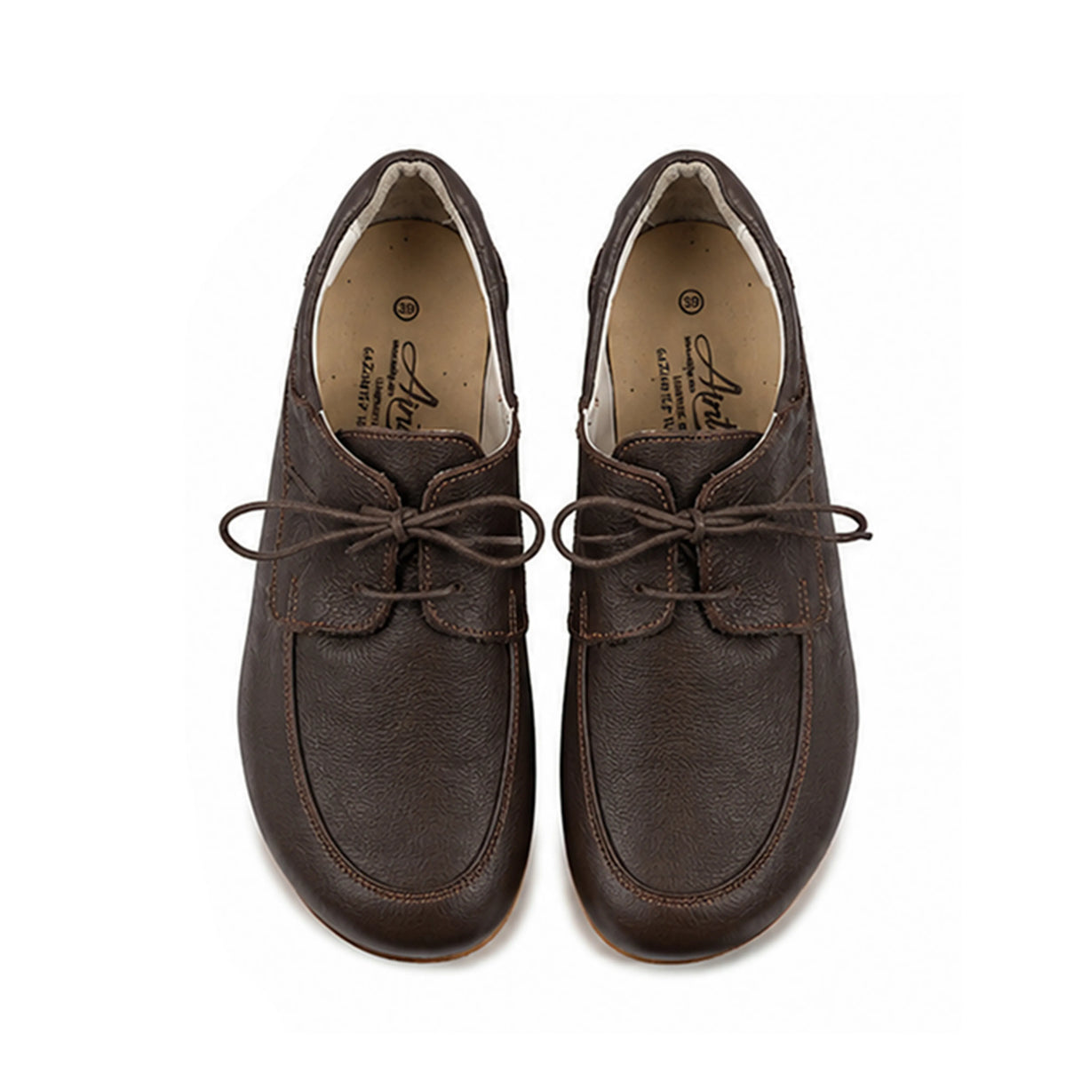 Smooth Barefoot Laces Penny Loafer Shoes – Rubber Sole – Dark Brown