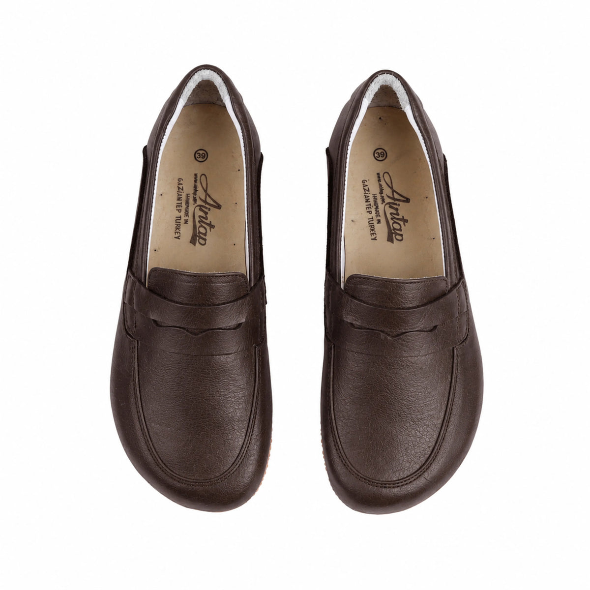 Smooth Barefoot Penny Loafer Shoes – Rubber Sole – Dark Brown