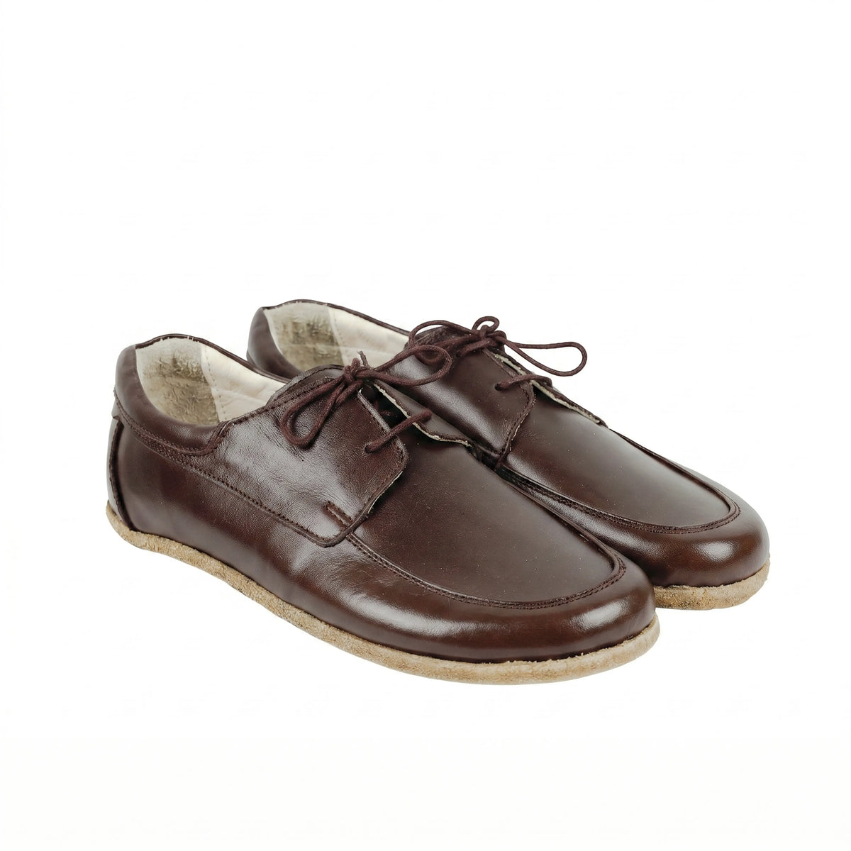 Smooth Barefoot Laces Penny Loafer Shoes – Classic Sole — Leather Sole – Dark Brown