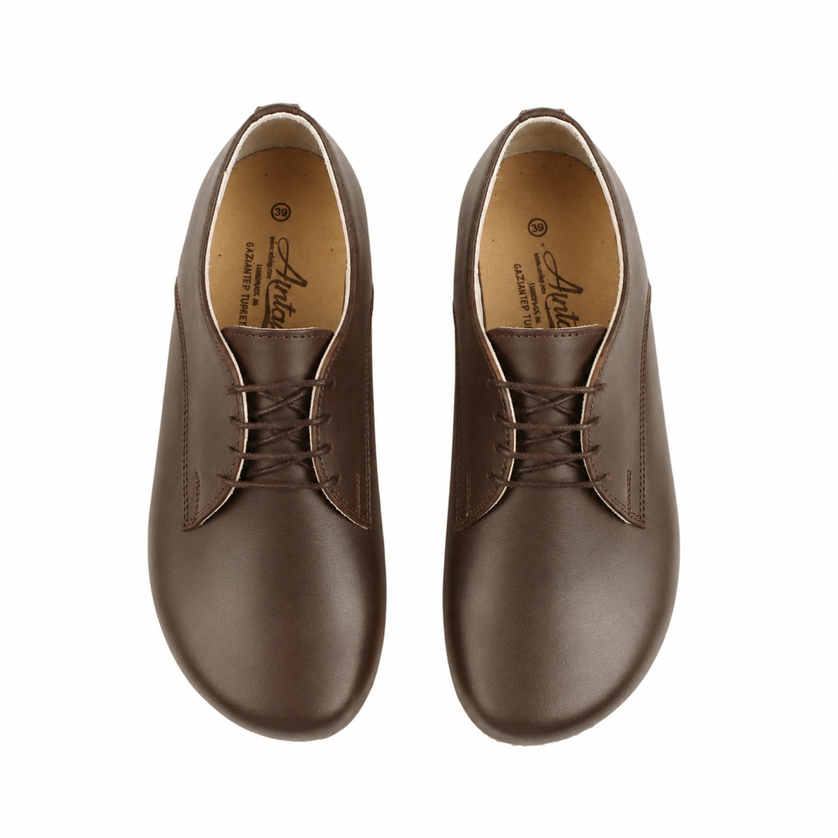 Smooth Barefoot Oxford Shoes – Classic Sole — Leather Sole – Dark Brown