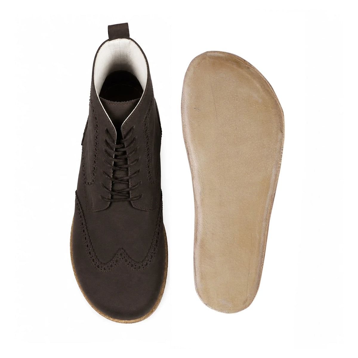 Smooth Barefoot Moccasin Boots Shoes – Classic Sole — Leather Sole – Dark Brown