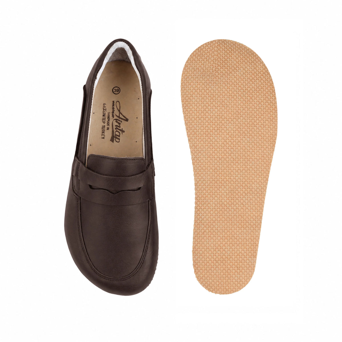 Crazy Barefoot Penny Loafer Shoes – Rubber Sole – Dark Brown