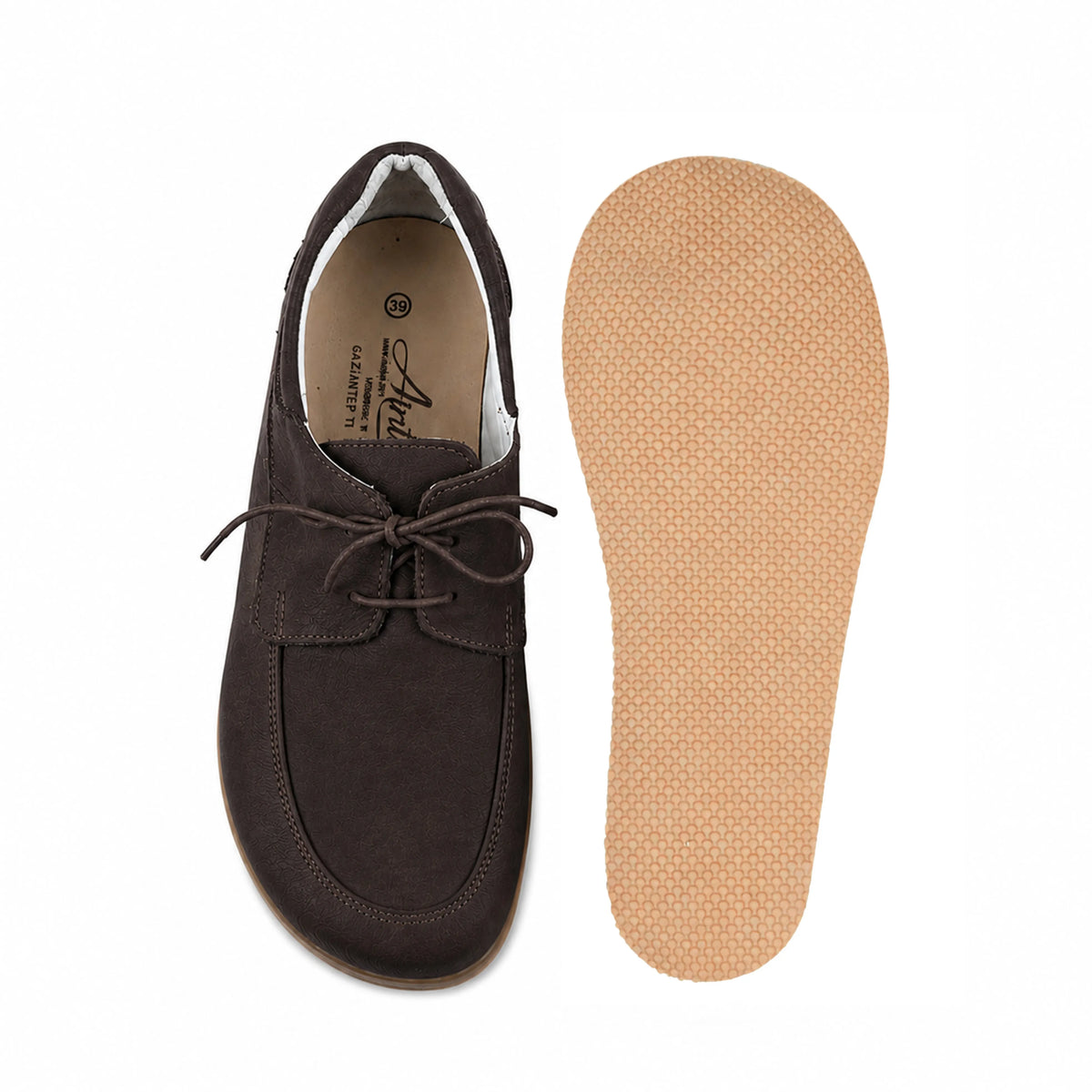 Crazy Barefoot Laces Penny Loafer Shoes – Rubber Sole – Dark Brown