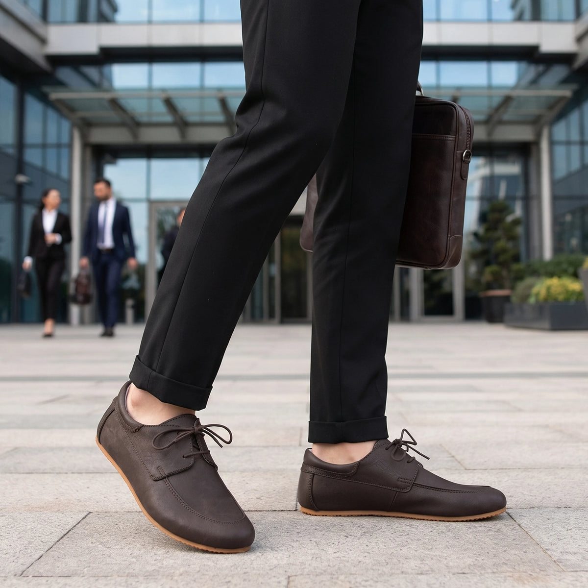 Crazy Barefoot Laces Penny Loafer Shoes – Rubber Sole – Dark Brown