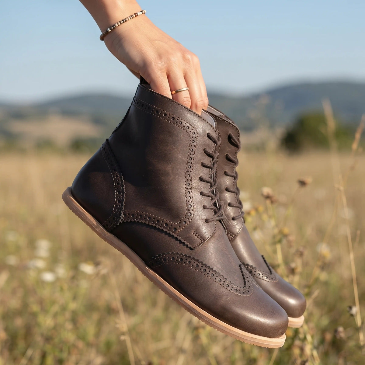 Crazy Barefoot Moccasin Boots Shoes – Eva Outsole – Dark Brown