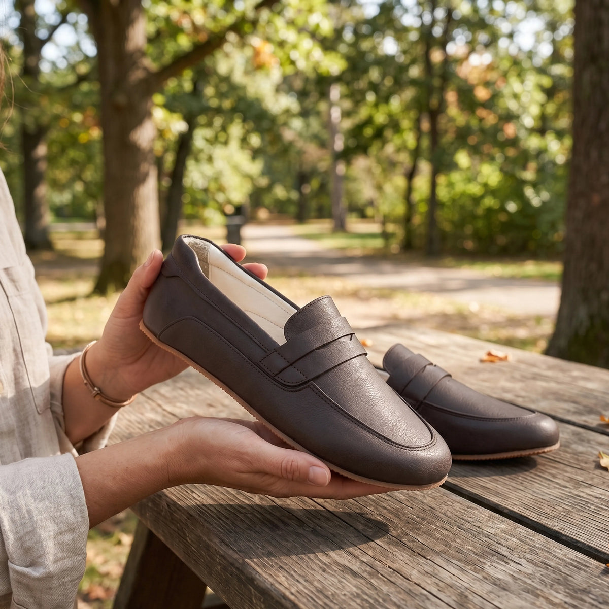 Crazy Barefoot Penny Loafer Shoes – Rubber Sole – Dark Brown