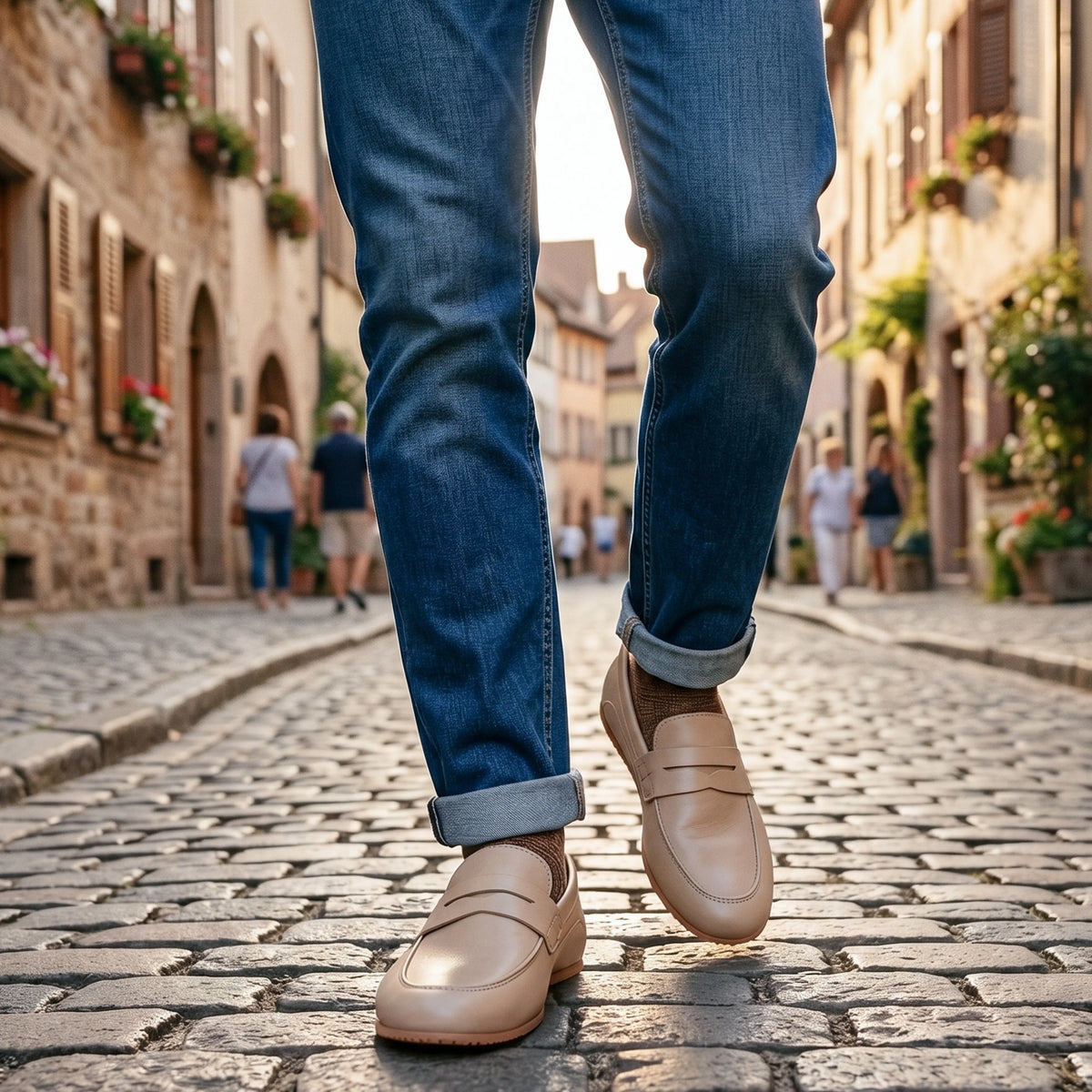 Crazy Barefoot Penny Loafer Shoes – Rubber Sole – Undyed Crust