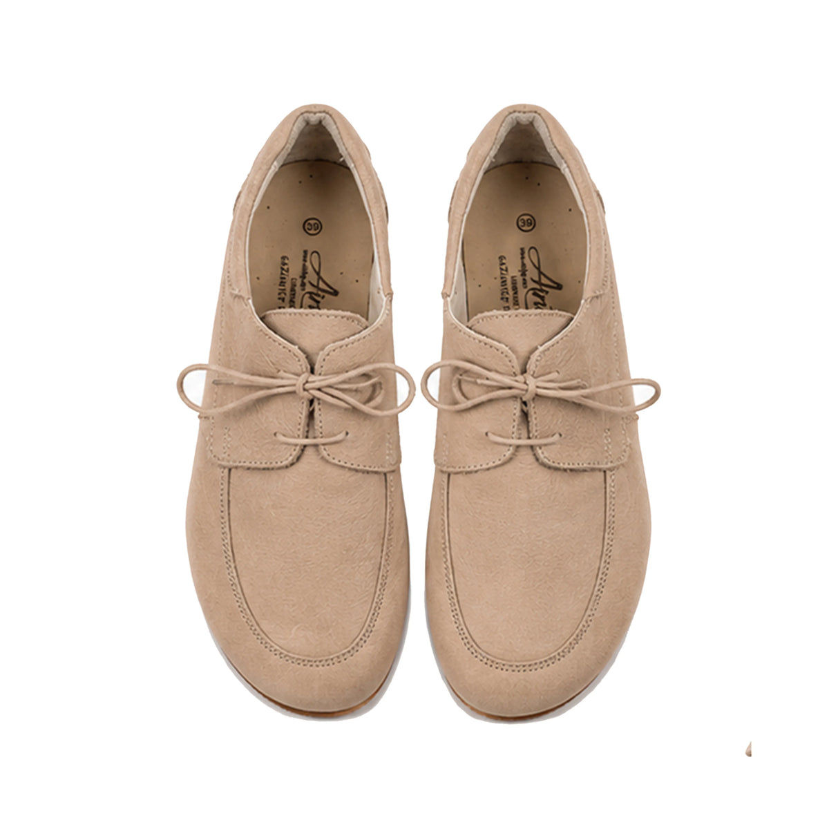 Nubuck Barefoot Laces Penny Loafer Shoes – Rubber Sole – Cream