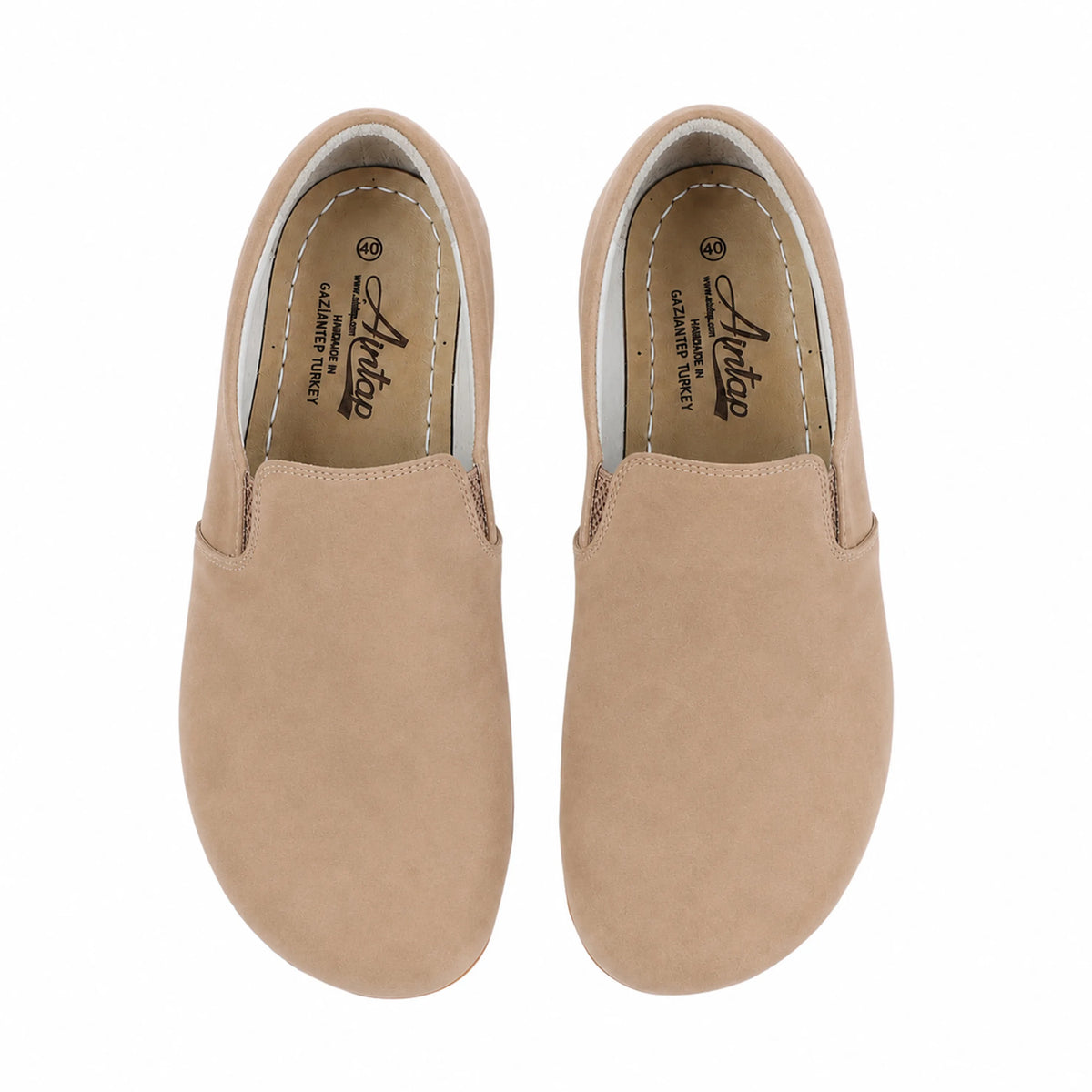Nubuck Barefoot Slip-On Shoes – Rubber Sole – Cream