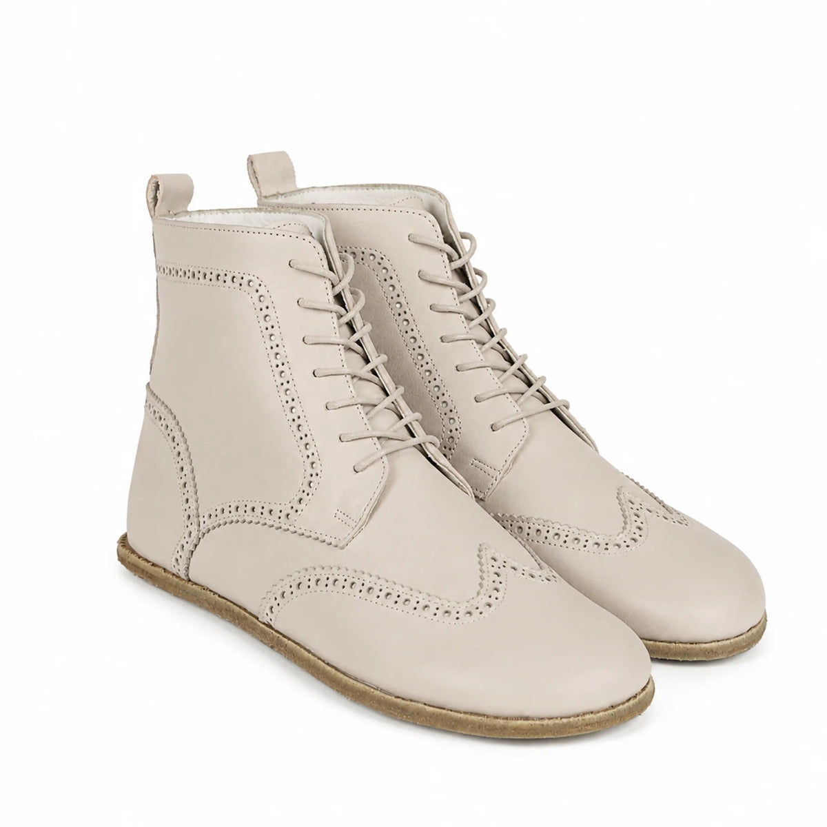 Smooth Barefoot Moccasin Boots Shoes – Classic Sole — Leather Sole – Cream