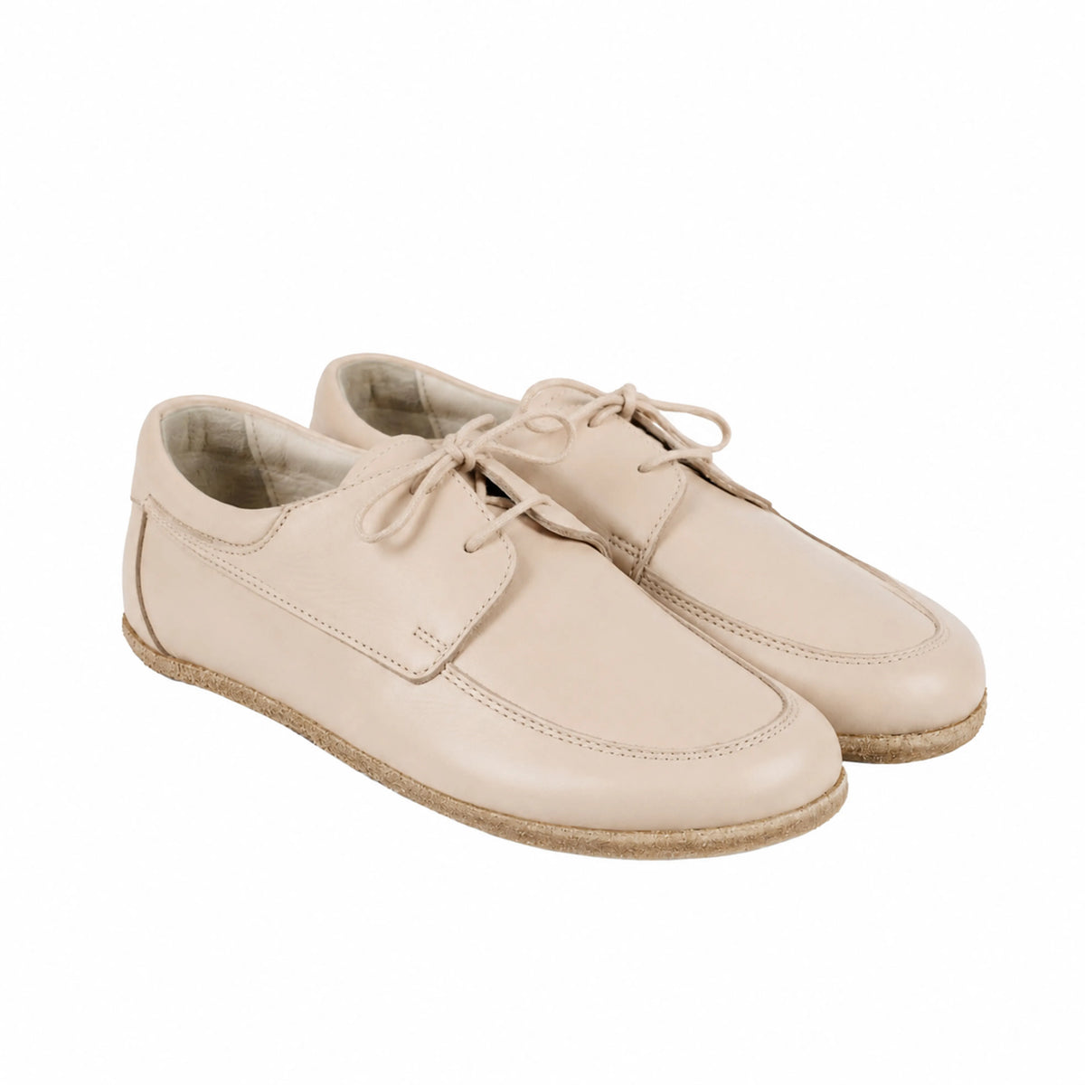 Smooth Barefoot Laces Penny Loafer Shoes – Classic Sole — Leather Sole – Cream