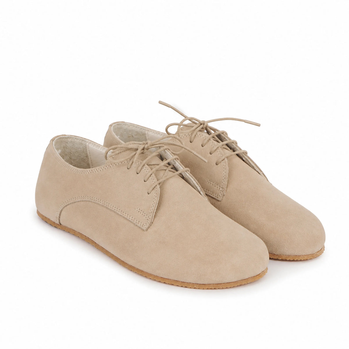 Nubuck Barefoot Oxford Shoes – Rubber Sole – Cream