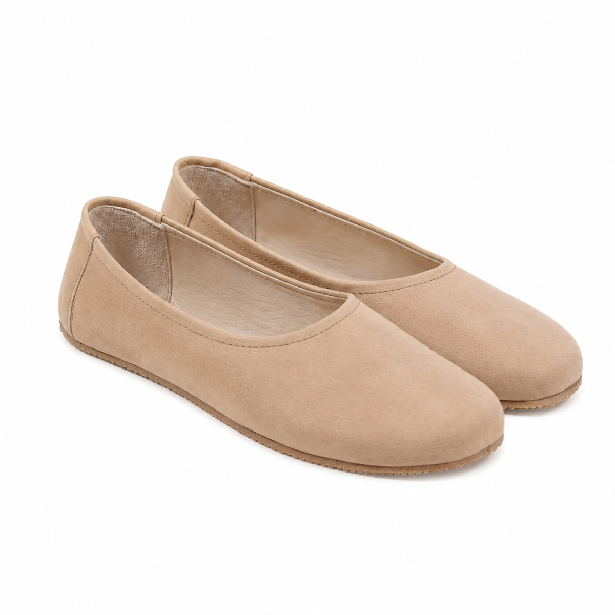 Nubuck Barefoot Ballet Shoes – Rubber Sole – Cream