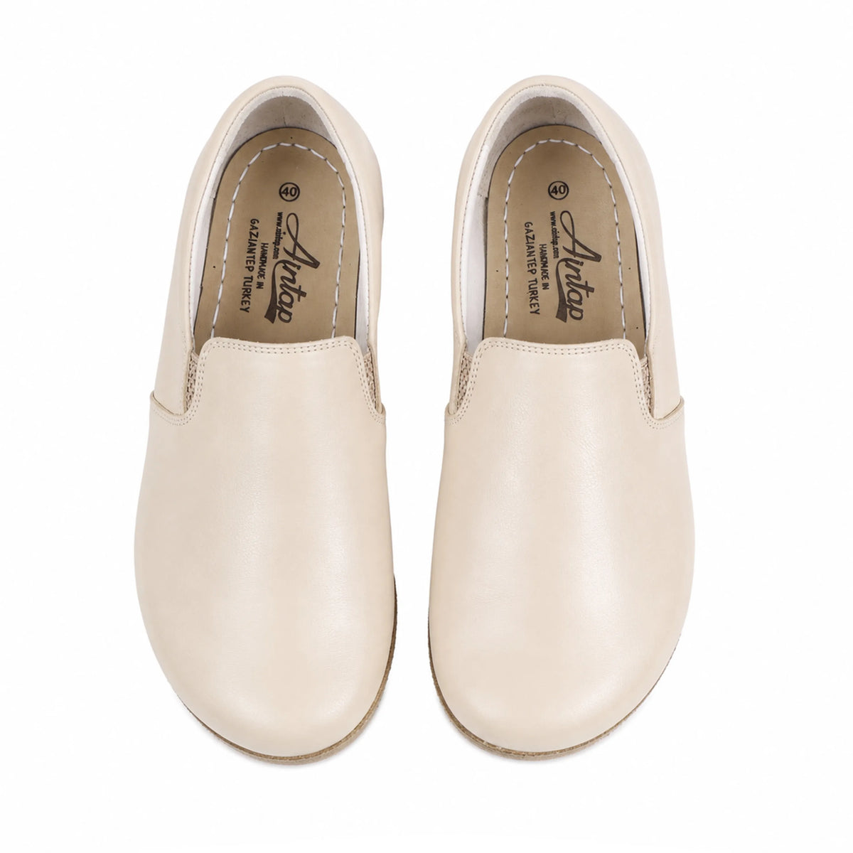 Smooth Barefoot Slip-On Shoes – Classic Sole — Leather Sole – Cream