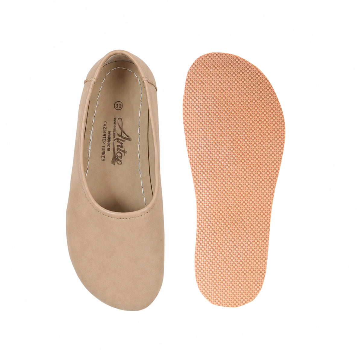 Nubuck Barefoot Ballet Shoes – Rubber Sole – Cream