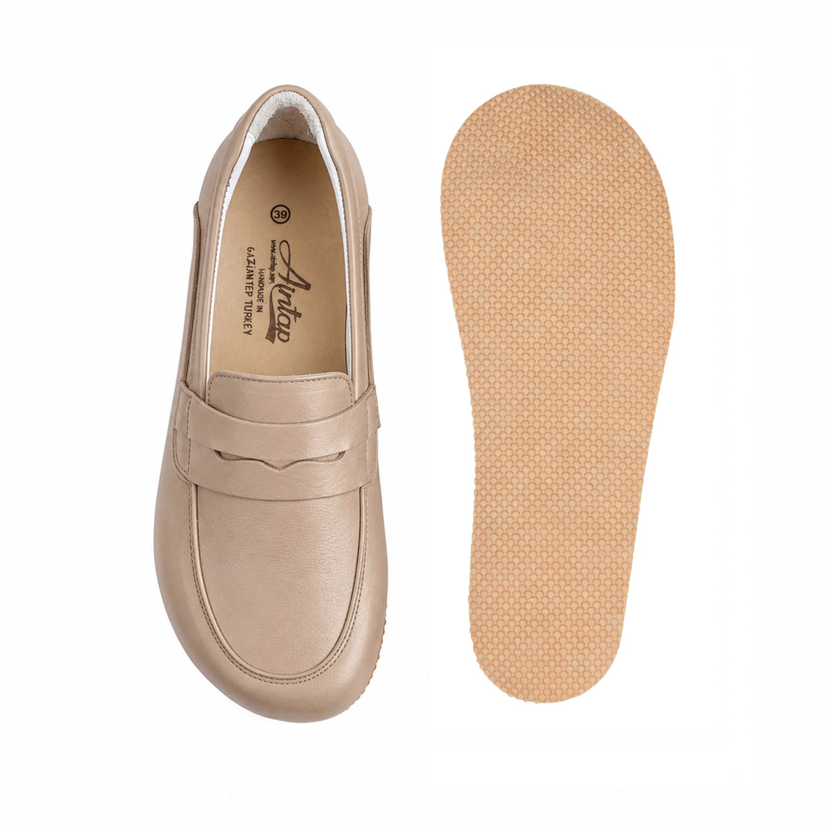 Crazy Barefoot Penny Loafer Shoes – Rubber Sole – Undyed Crust