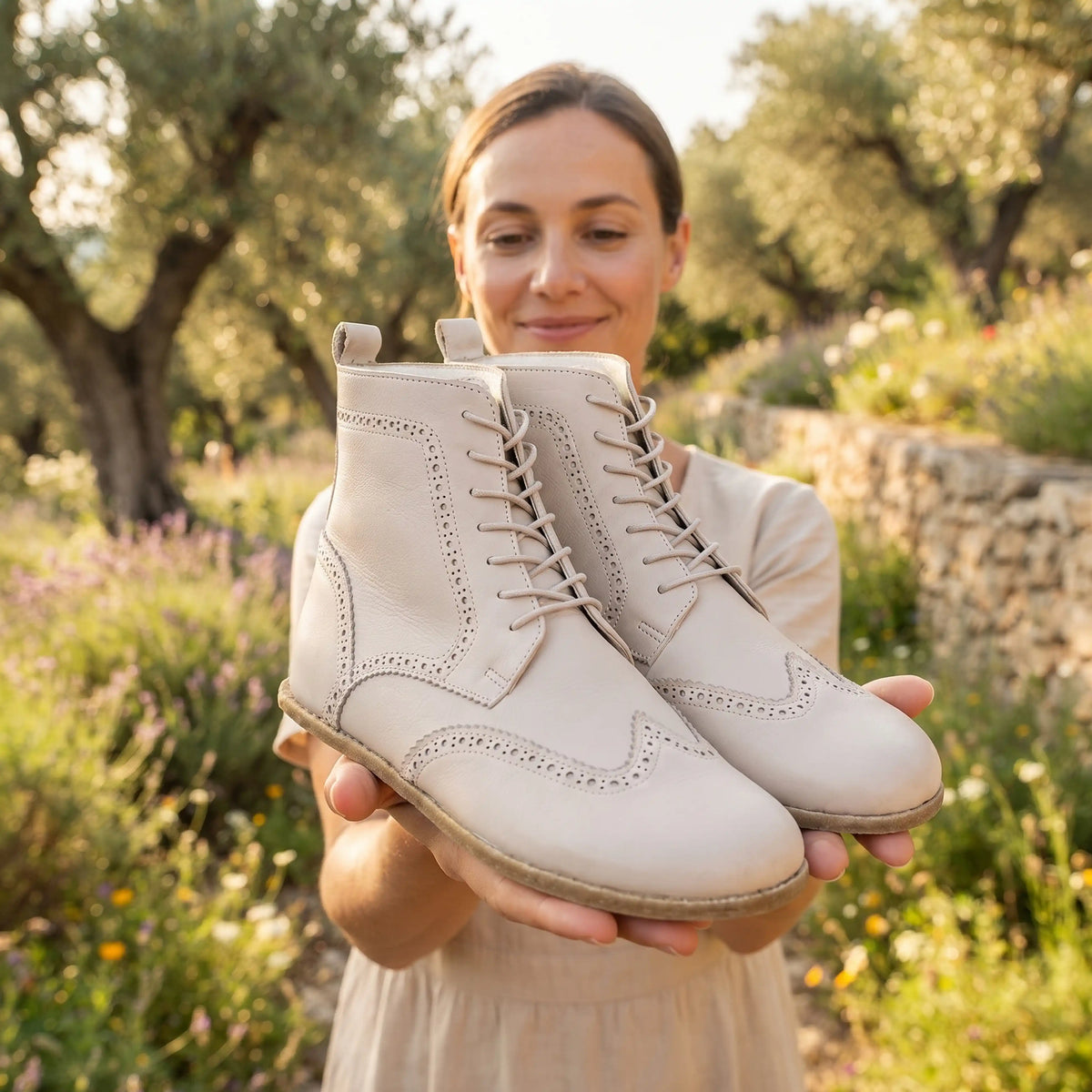 Smooth Barefoot Moccasin Boots Shoes – Classic Sole — Leather Sole – Cream