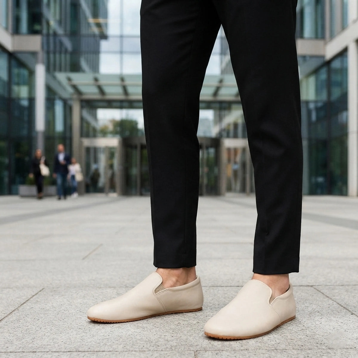 Smooth Barefoot Slip-On Shoes – Rubber Sole – Cream
