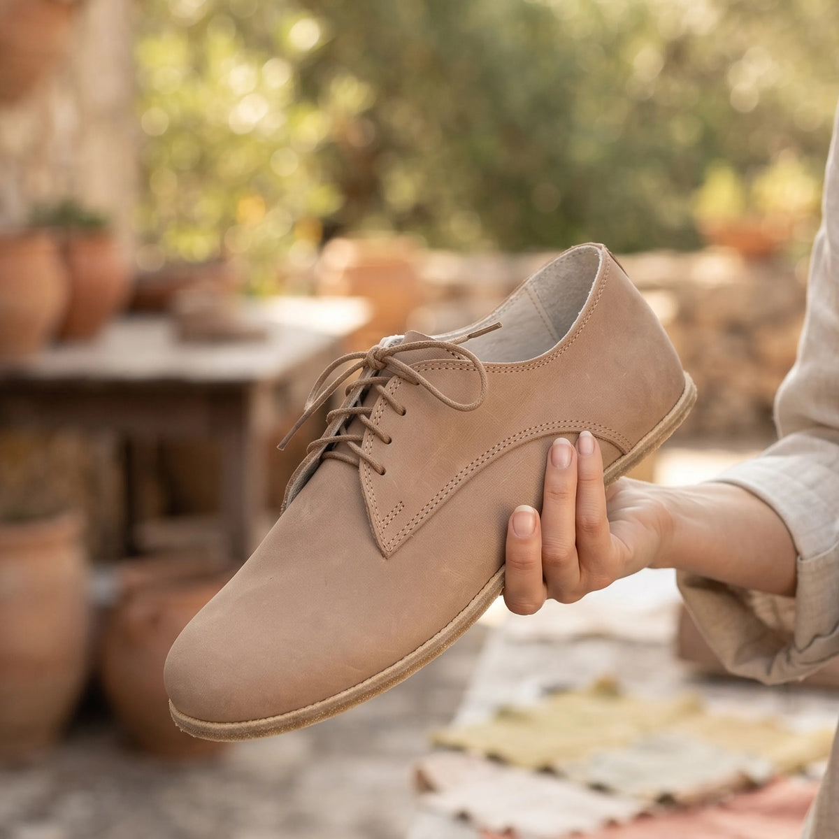 Crazy Barefoot Oxford Shoes – Classic Sole — Leather Sole – Undyed Crust