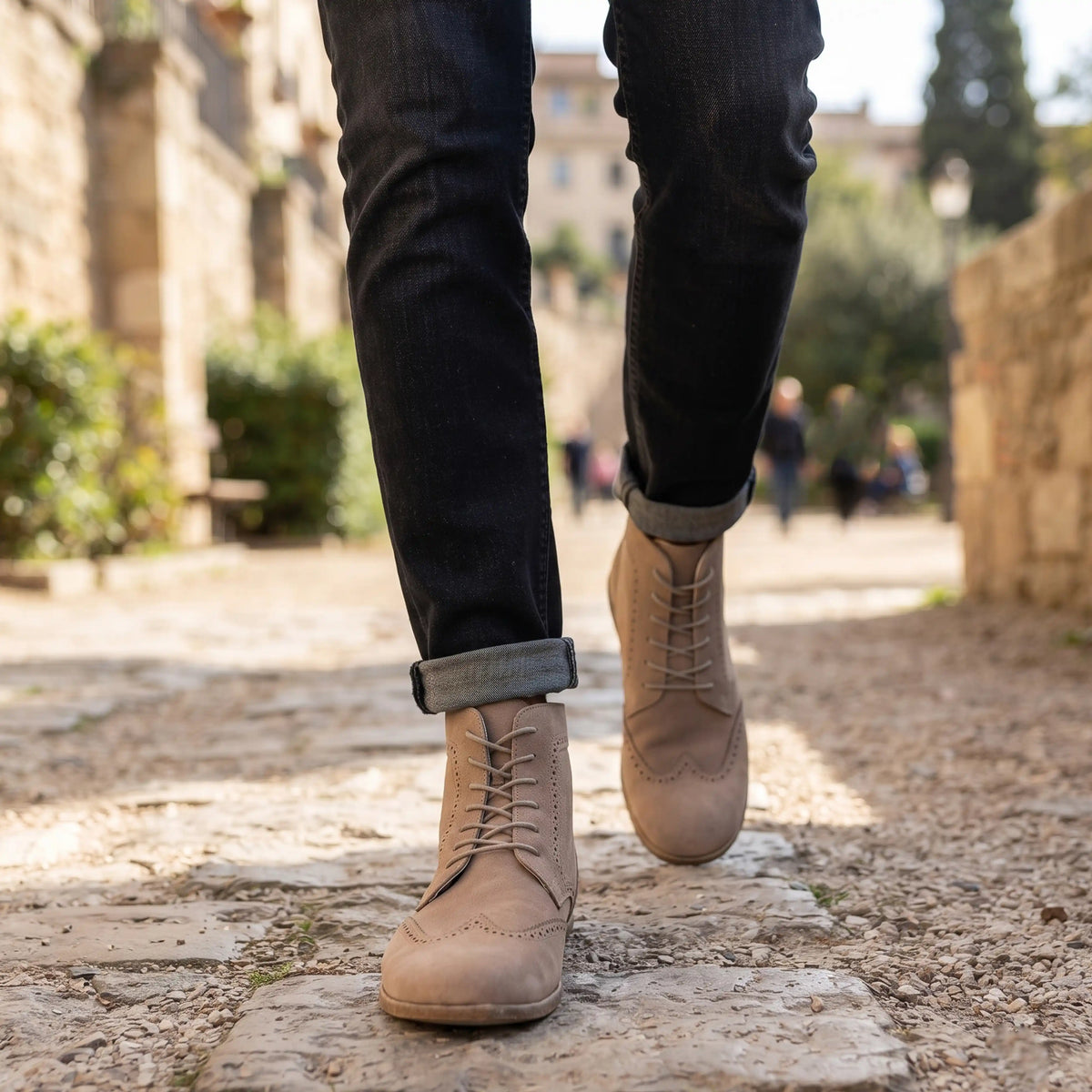 Nubuck Barefoot Moccasin Boots Shoes – Classic Sole — Leather Sole – Cream