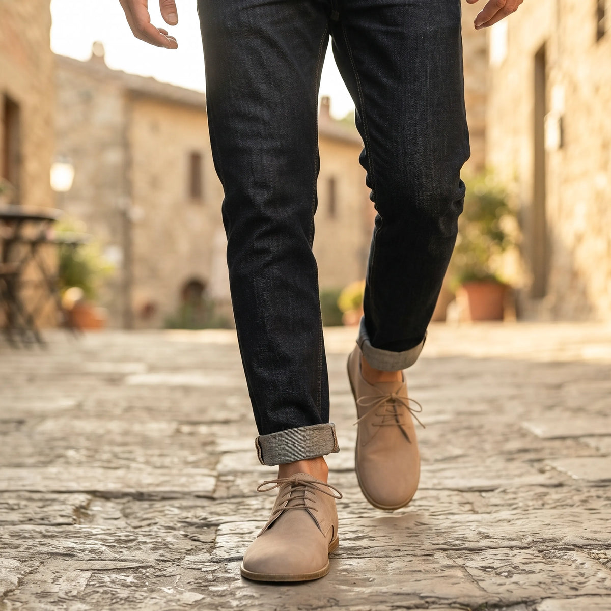 Nubuck Barefoot Oxford Shoes – Classic Sole — Leather Sole – Cream