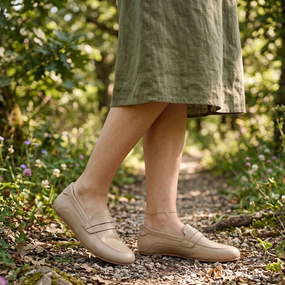 Crazy Barefoot Penny Loafer Shoes – Rubber Sole – Undyed Crust