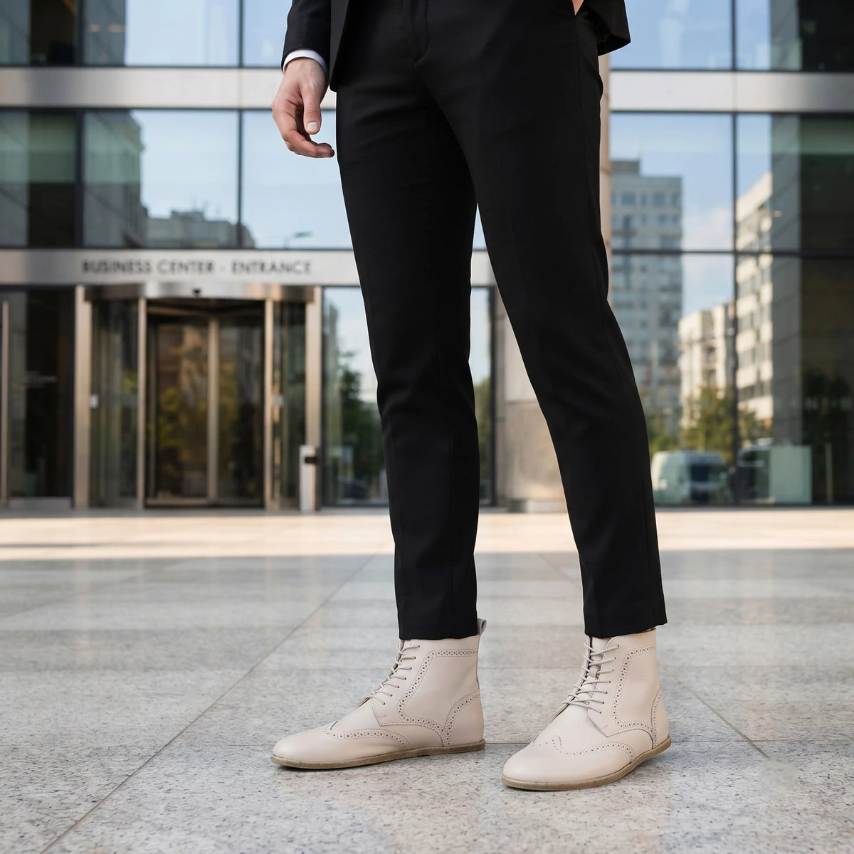 Smooth Barefoot Moccasin Boots Shoes – Classic Sole — Leather Sole – Cream