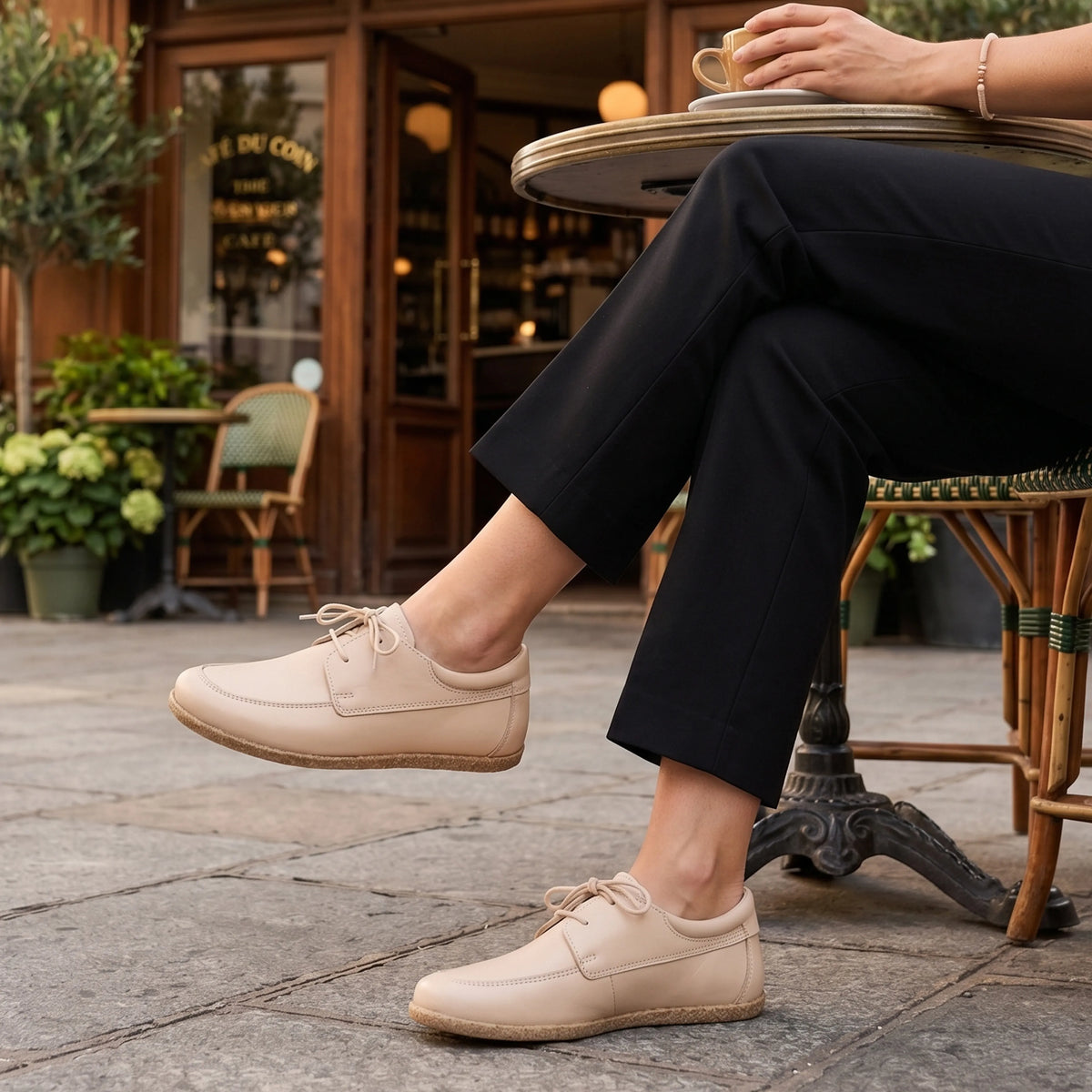 Smooth Barefoot Laces Penny Loafer Shoes – Classic Sole — Leather Sole – Cream