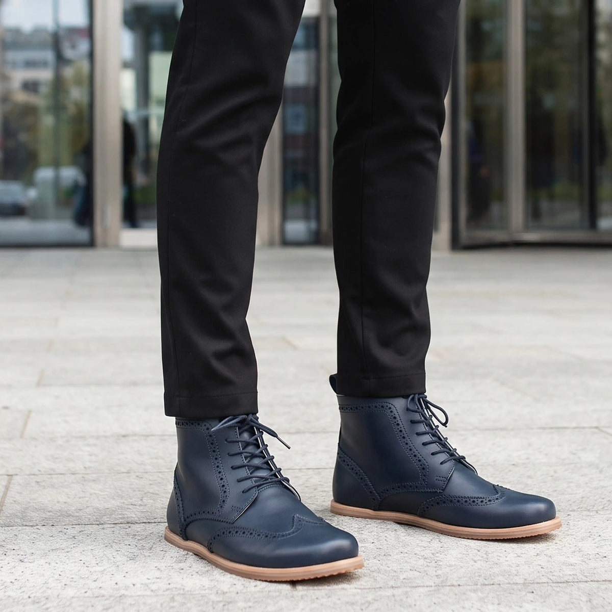 Smooth Barefoot Moccasin Boots Shoes – Eva Outsole – Navy Blue