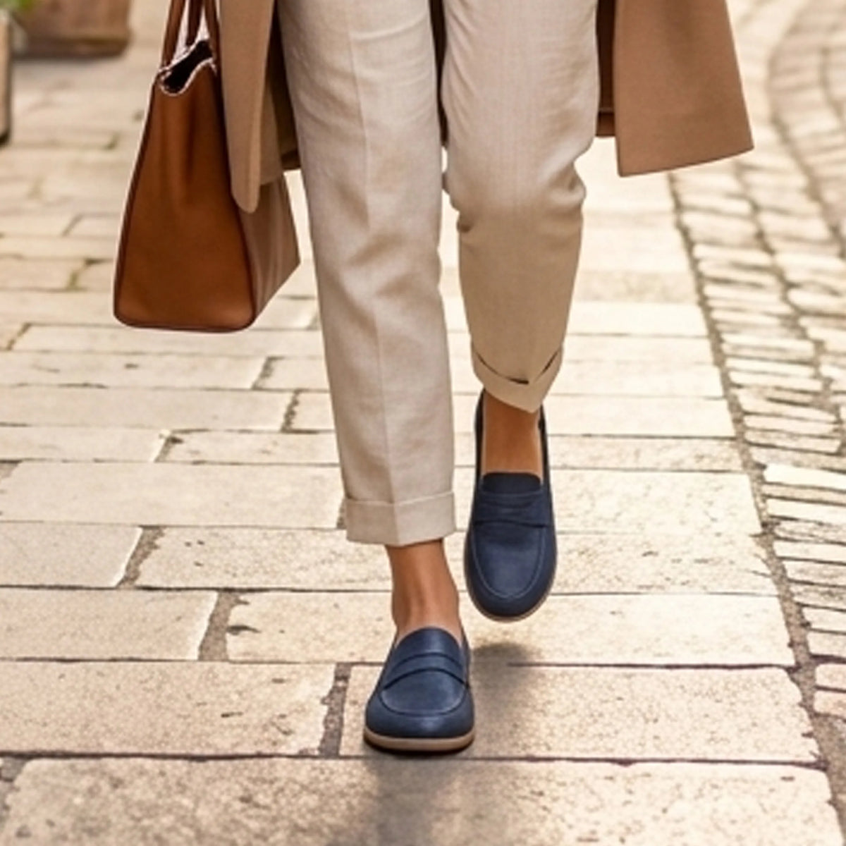 Crazy Barefoot Penny Loafer Shoes – Classic Sole — Leather Sole – Navy Blue