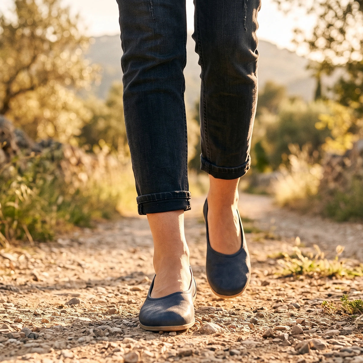 Crazy Barefoot Ballet Shoes – Classic Sole — Leather Sole – Navy Blue