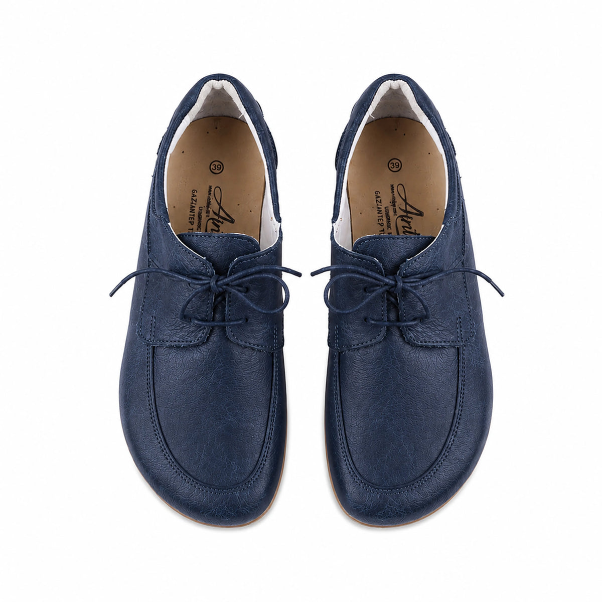Crazy Barefoot Laces Penny Loafer Shoes – Rubber Sole – Navy Blue