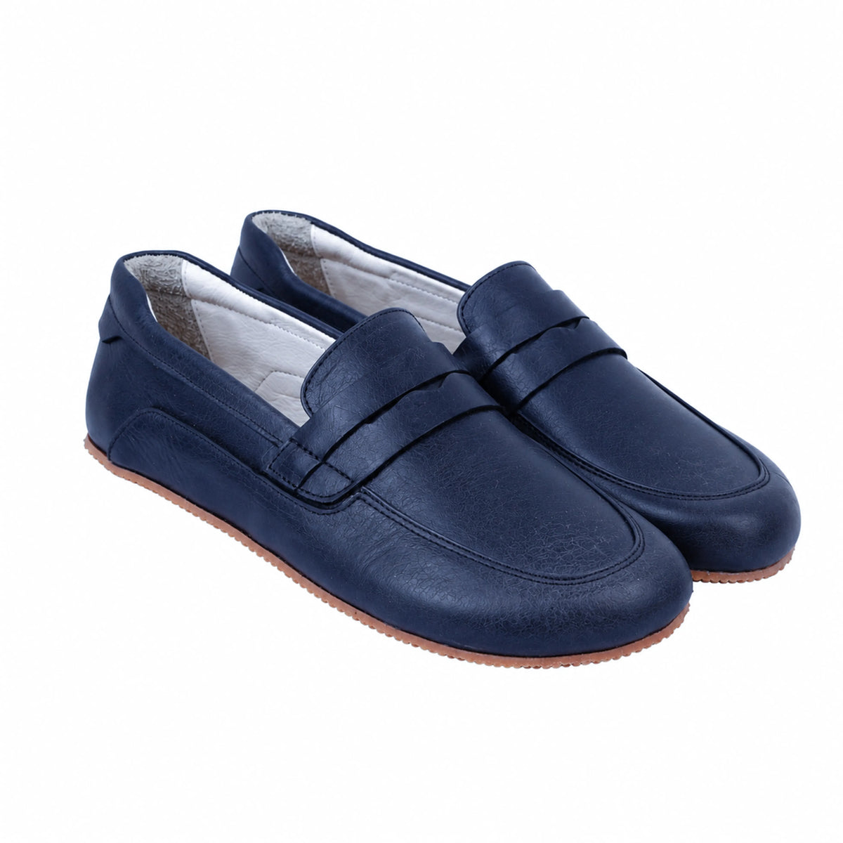 Smooth Barefoot Penny Loafer Shoes – Rubber Sole – Navy Blue