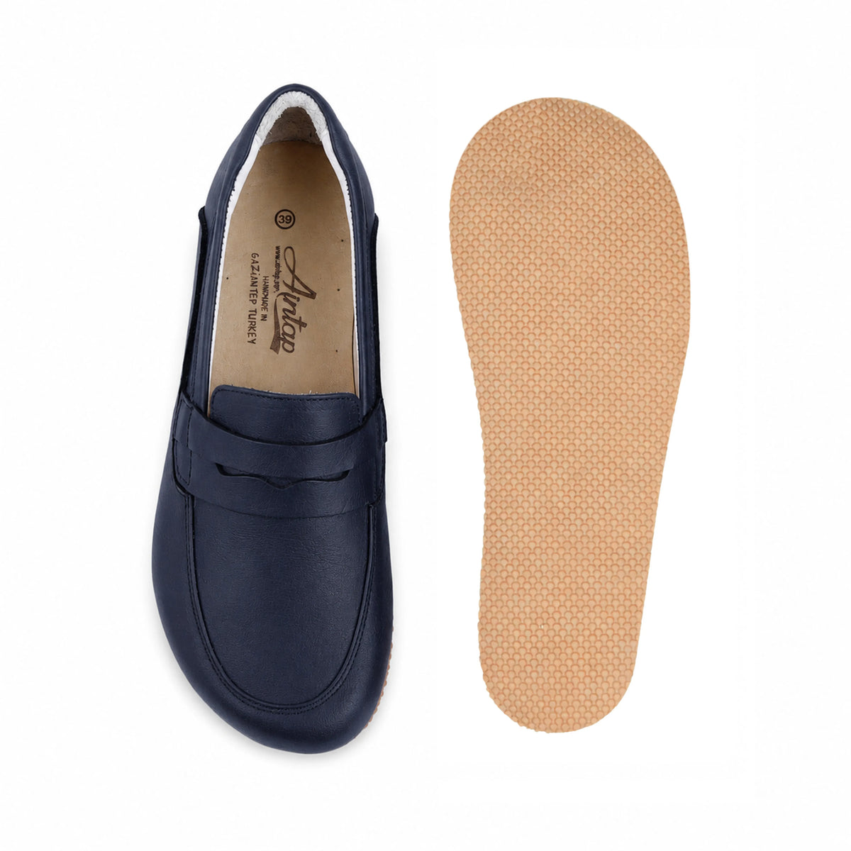 Crazy Barefoot Penny Loafer Shoes – Rubber Sole – Navy Blue
