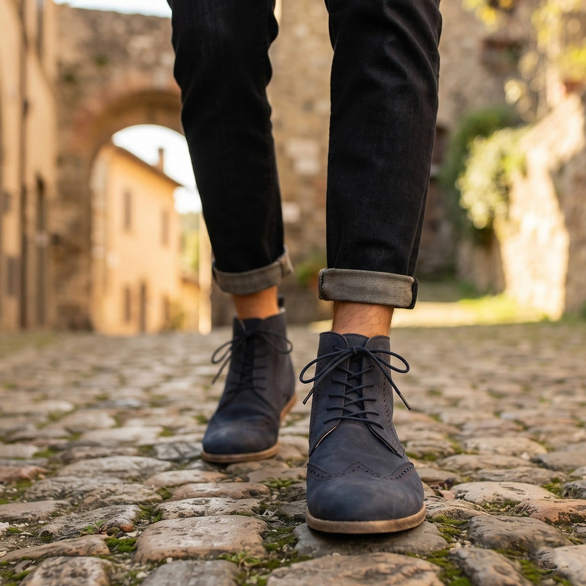 Crazy Barefoot Moccasin Boots Shoes – Classic Sole — Leather Sole – Navy Blue