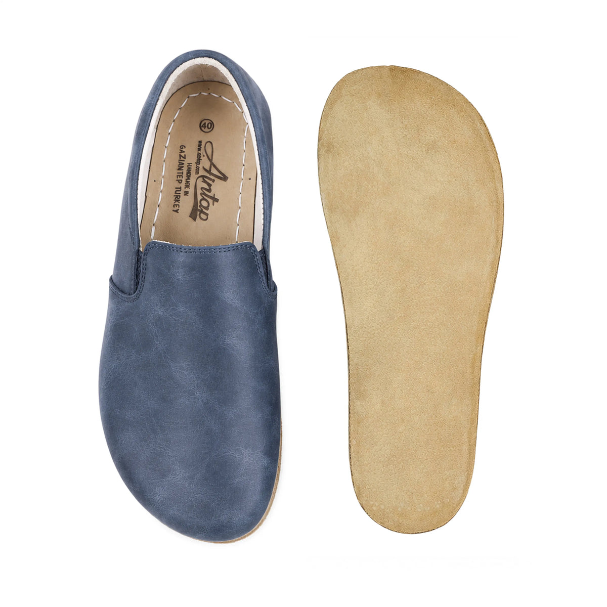 Crazy Barefoot Slip-On Shoes – Classic Sole — Leather Sole – Navy Blue