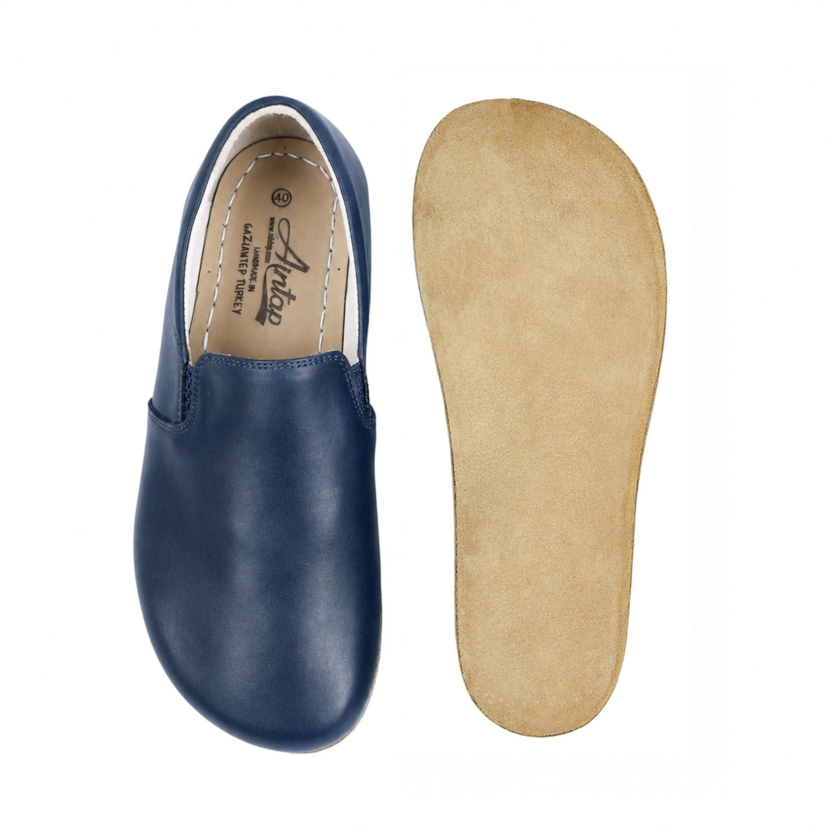 Smooth Barefoot Slip-On Shoes – Classic Sole — Leather Sole – Navy Blue