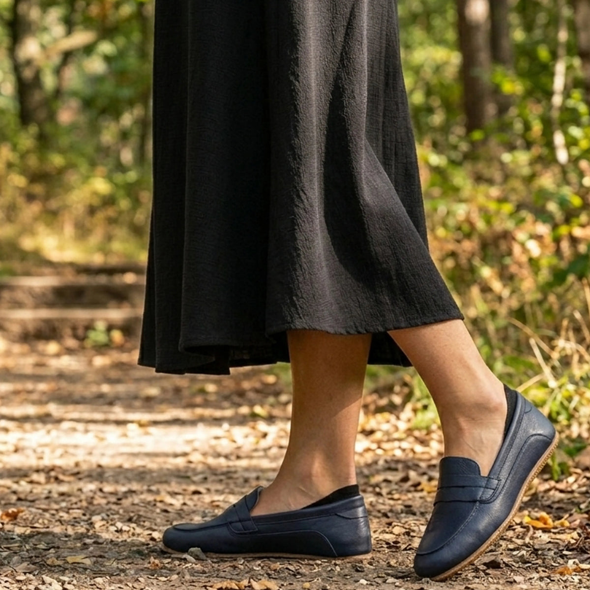 Crazy Barefoot Penny Loafer Shoes – Rubber Sole – Navy Blue