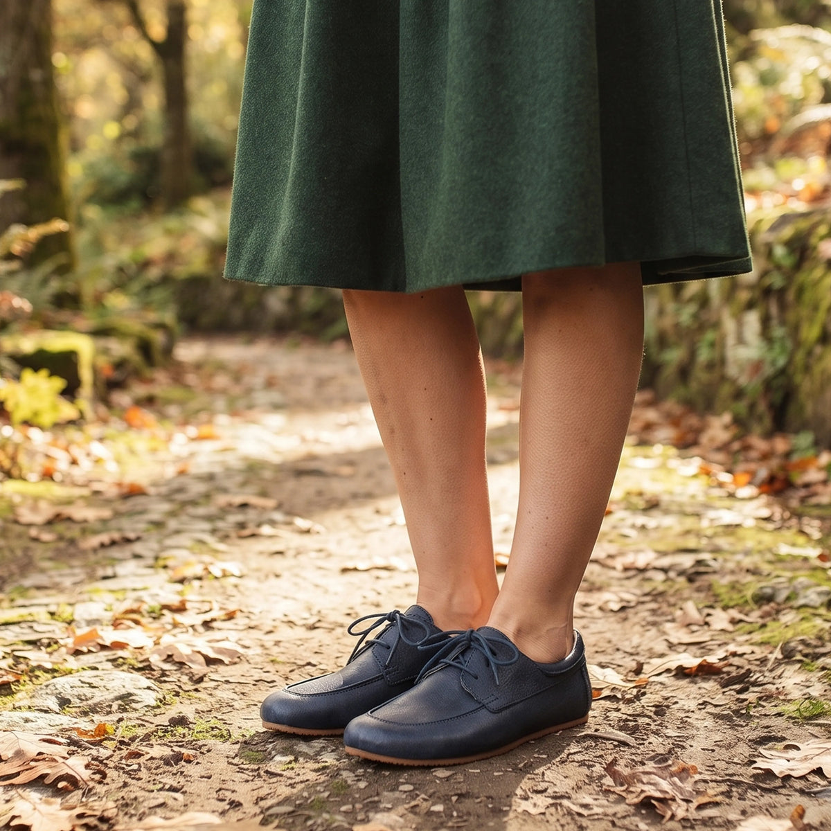 Crazy Barefoot Laces Penny Loafer Shoes – Rubber Sole – Navy Blue
