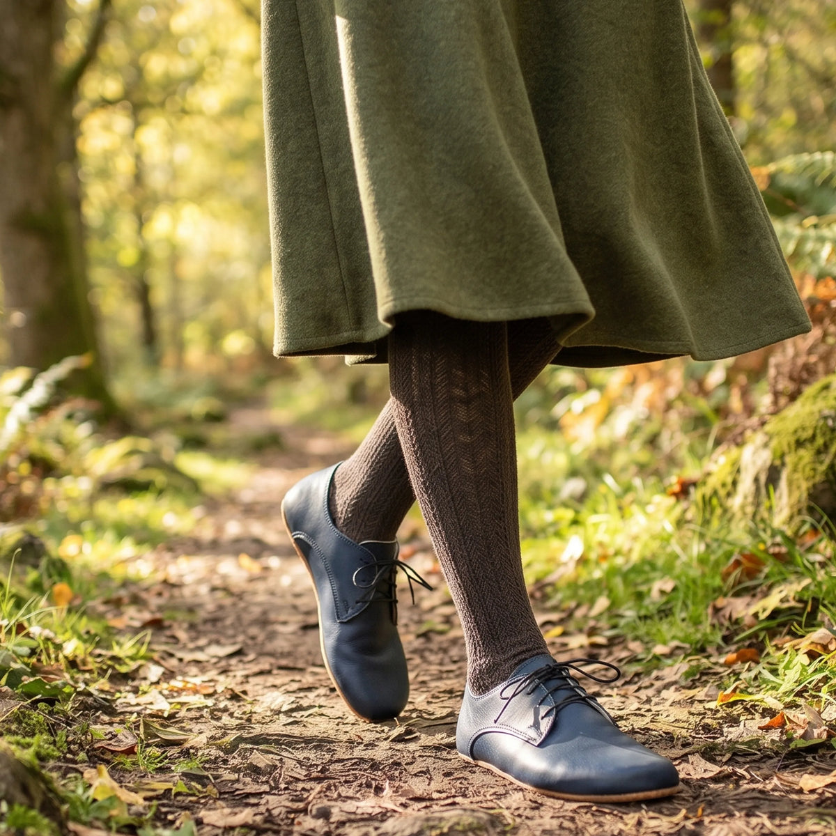 Smooth Barefoot Oxford Shoes – Rubber Sole – Navy Blue