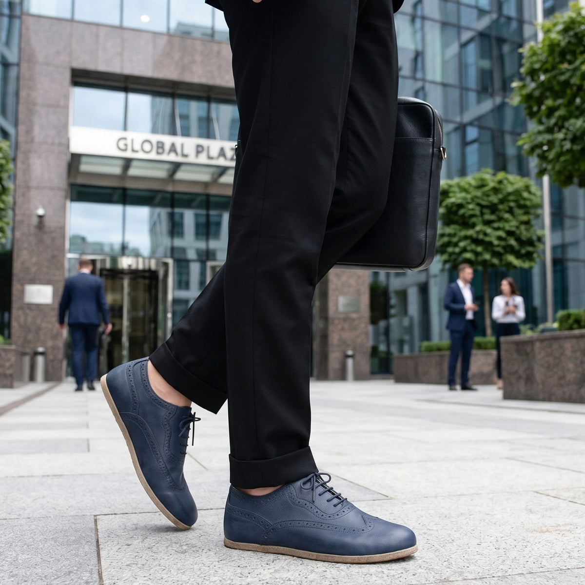 Crazy Barefoot Moccasin Shoes – Classic Sole — Leather Sole – Navy Blue