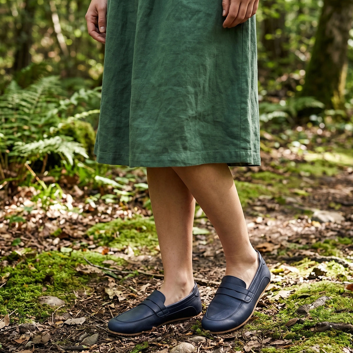 Crazy Barefoot Penny Loafer Shoes – Rubber Sole – Navy Blue