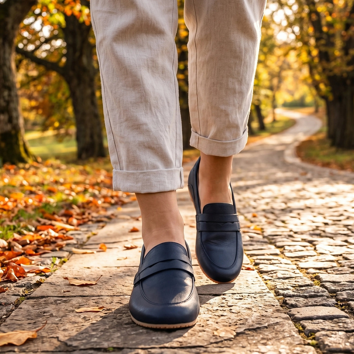 Crazy Barefoot Penny Loafer Shoes – Rubber Sole – Navy Blue