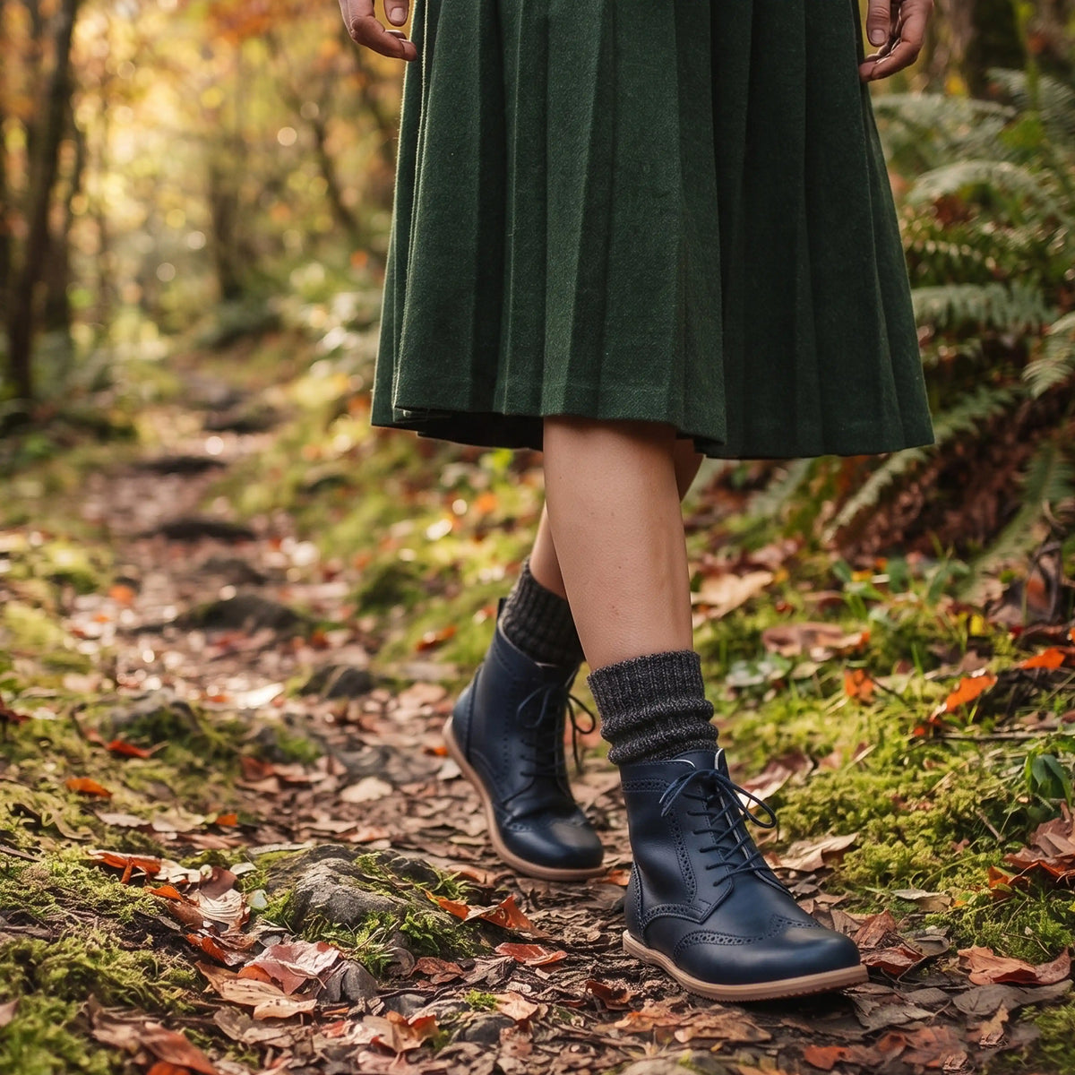 Smooth Barefoot Moccasin Boots Shoes – Eva Outsole – Navy Blue