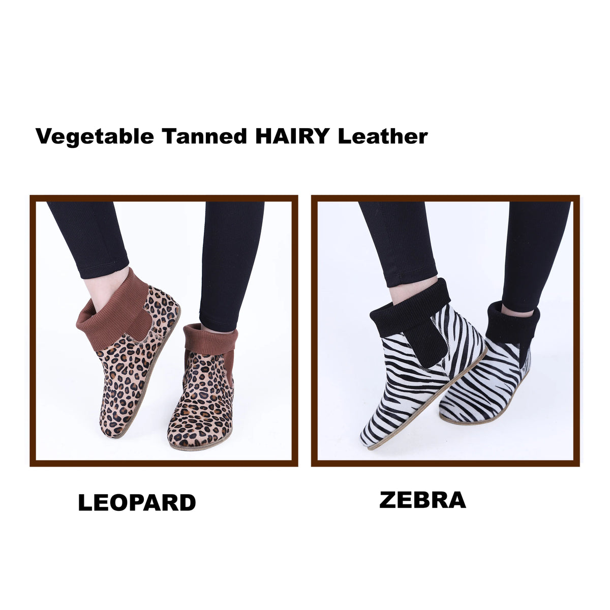 Hair Barefoot Socks Chelsea Shoes – Classic Sole — Leather Sole – Zebra